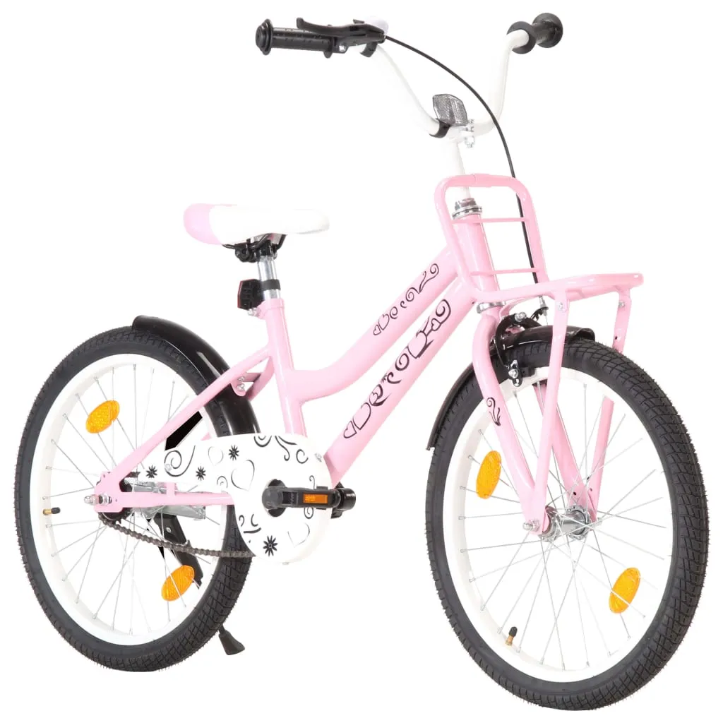 vidaXL Bici per Bambini con Trasportino Frontale 20'' Rosa e Nera