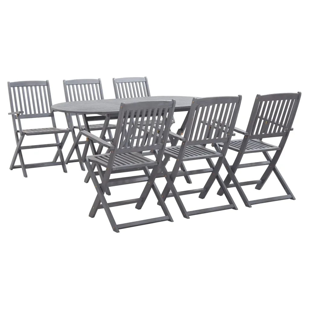 vidaXL Set da Pranzo per Giardino 7 pz Legno Massello di Acacia Grigio