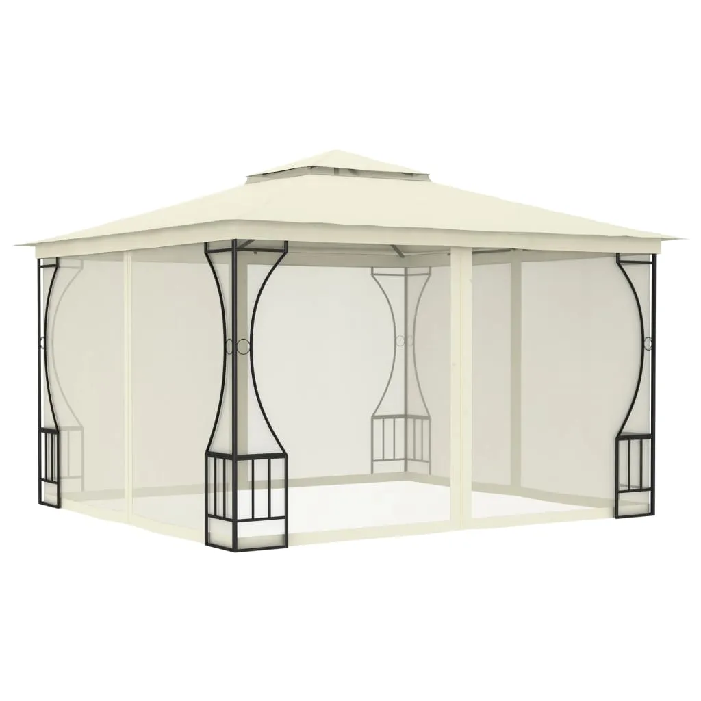 vidaXL Gazebo con Rete 300x300x265 cm Crema