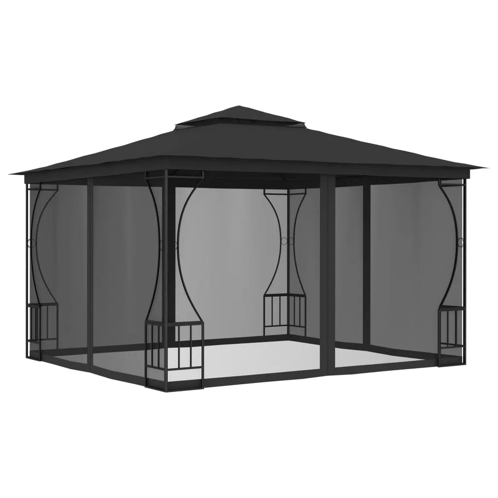 vidaXL Gazebo con Rete 300x300x265 cm Antracite