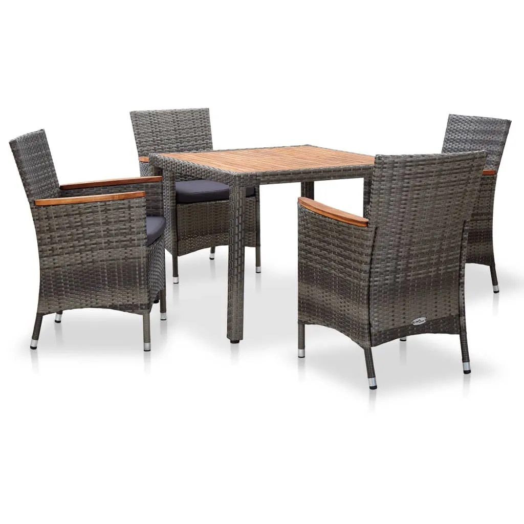 vidaXL Set da Pranzo da Giardino 5 pz con Cuscini in Polyrattan Grigio