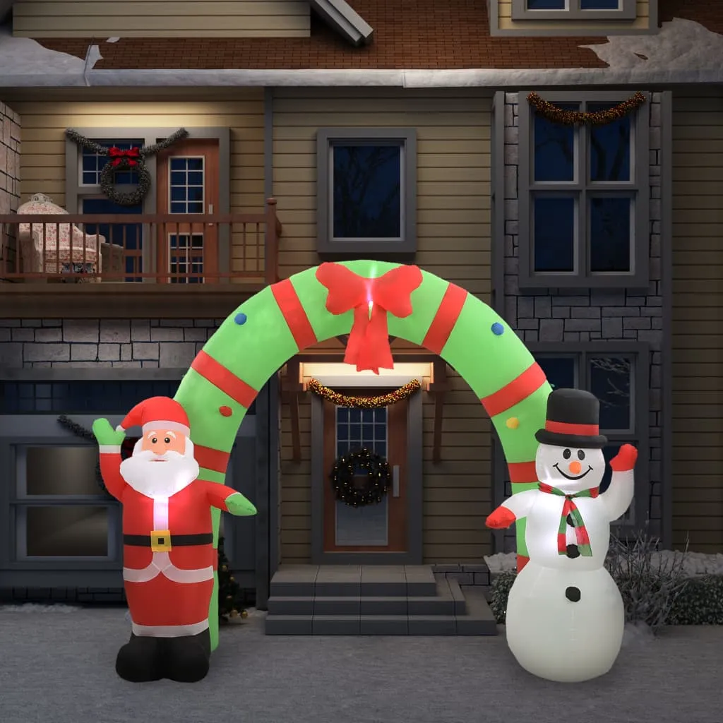 vidaXL Arco con Babbo Natale Gonfiabile e Pupazzo di Neve LED 223 cm