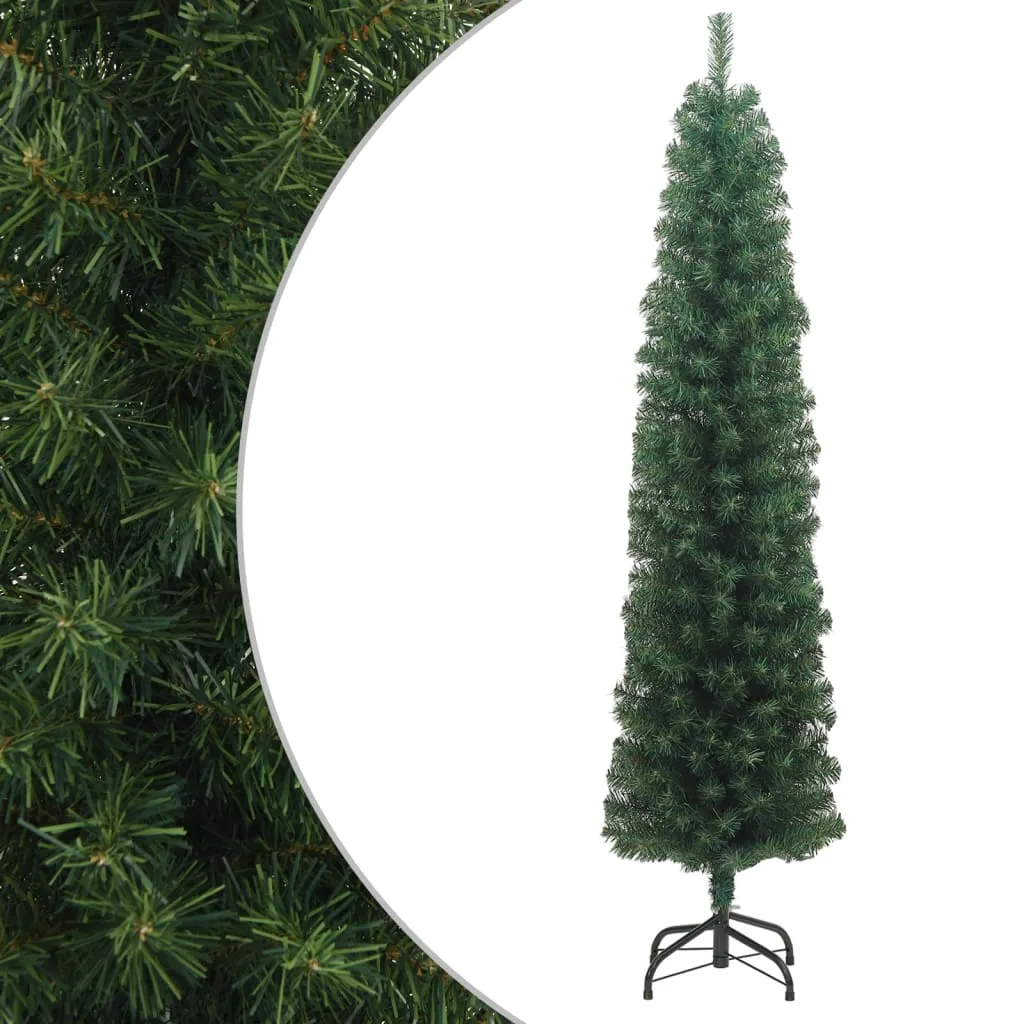 vidaXL Albero di Natale Artificiale Sottile Supporto Verde 210 cm PVC