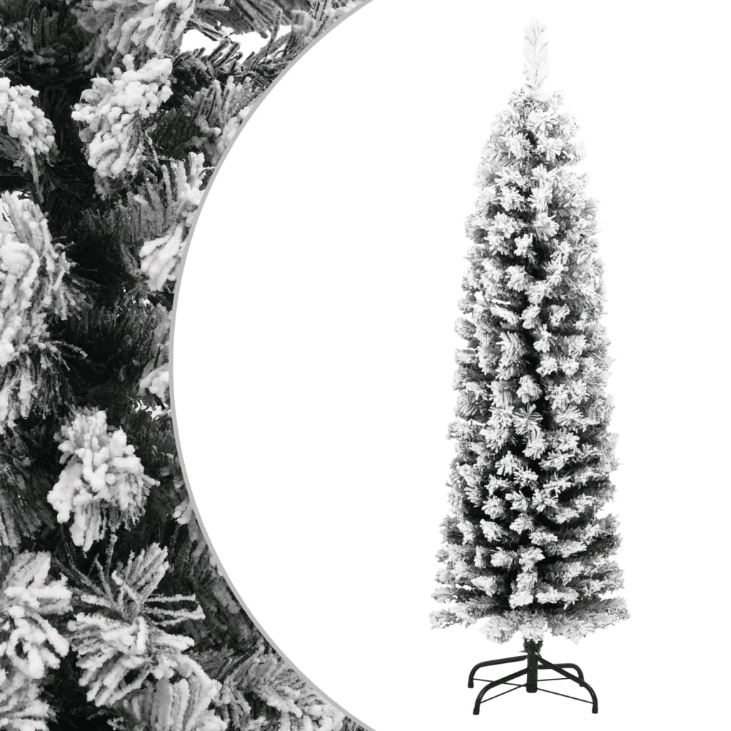 vidaXL Albero di Natale Artificiale Sottile con Neve Verde 150 cm PVC