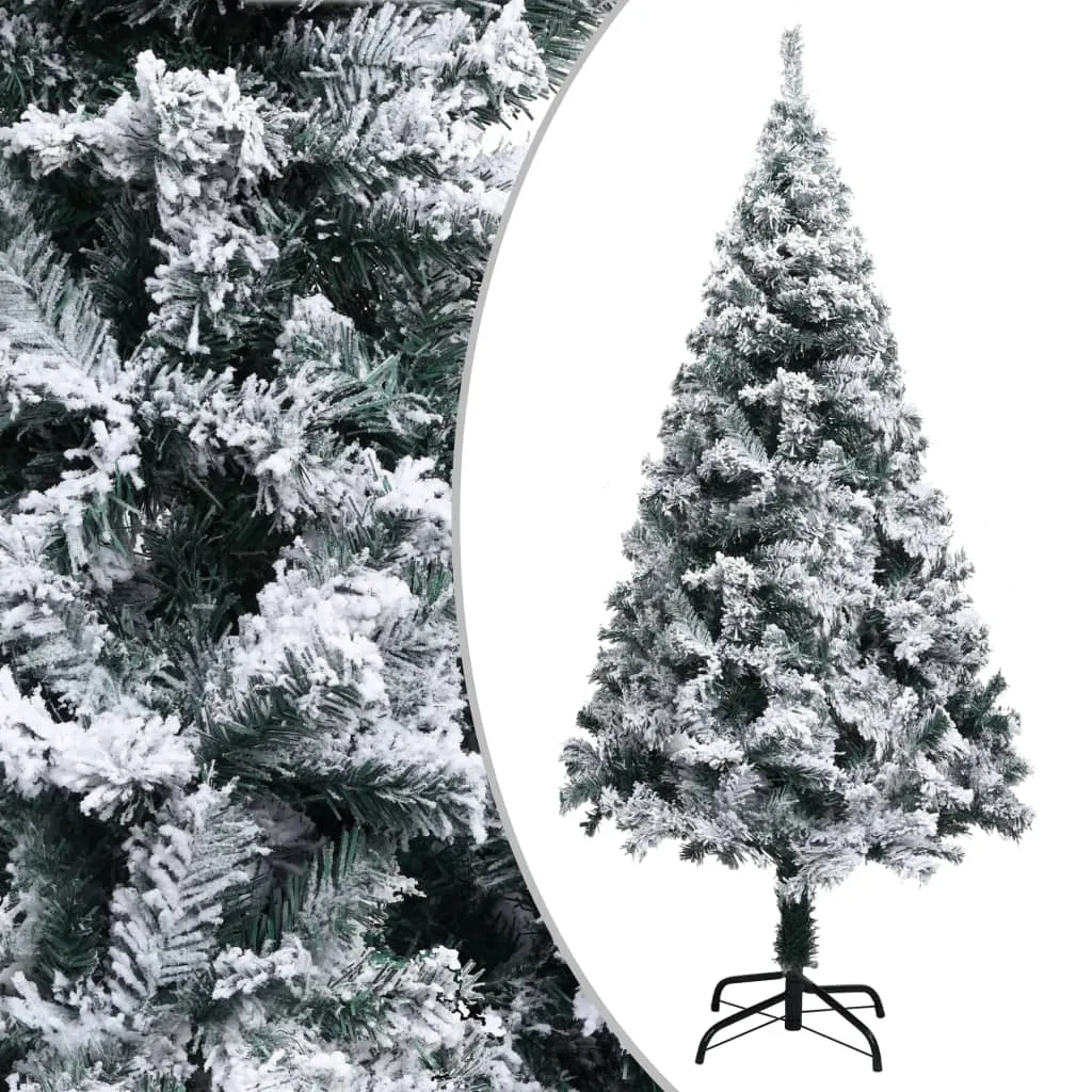 vidaXL Albero di Natale Artificiale Fiocchi di Neve Verde 150 cm PVC