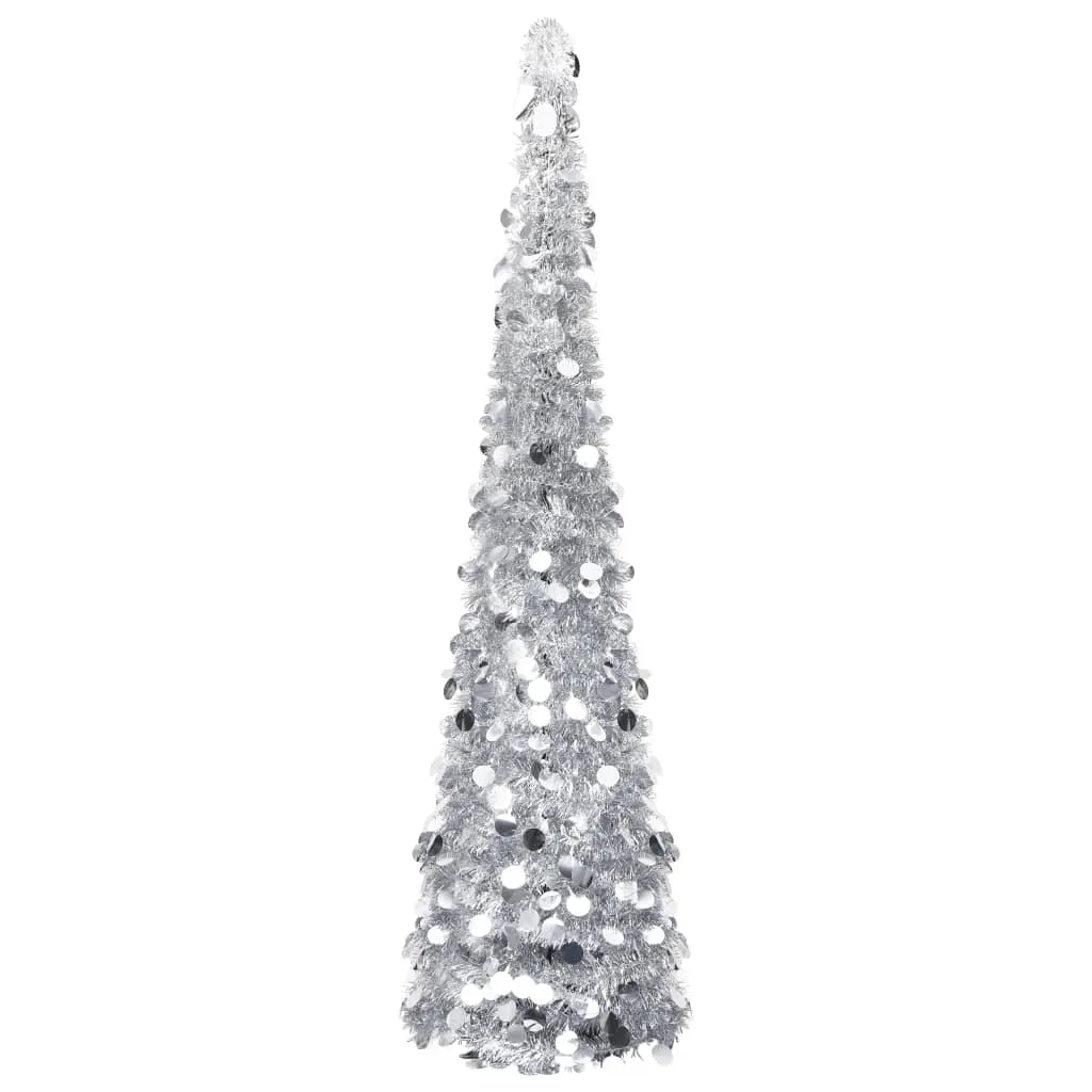 vidaXL Albero di Natale Artificiale Apribile Argento 150 cm PET