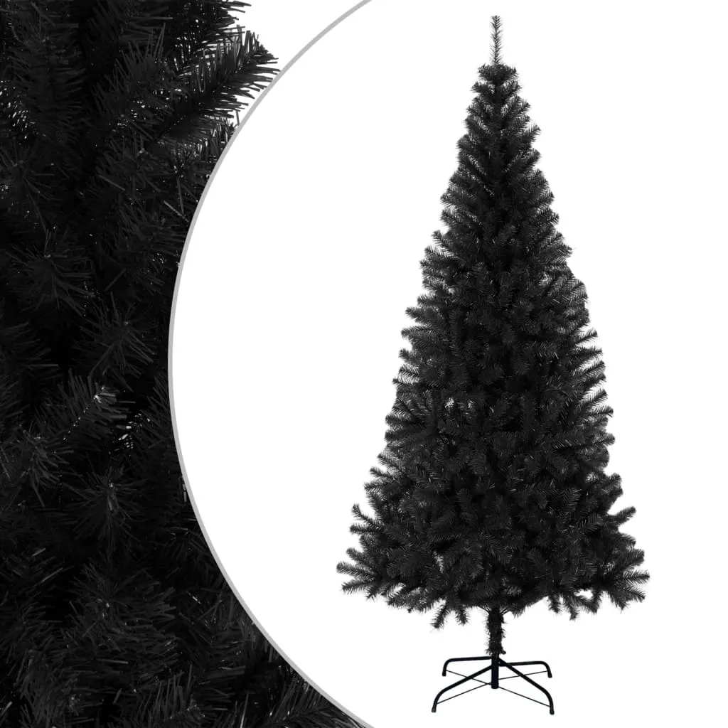 vidaXL Albero di Natale Artificiale con Supporto Nero 180 cm PVC