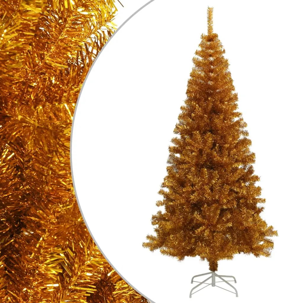 vidaXL Albero di Natale Artificiale con Supporto Oro 210 cm PET