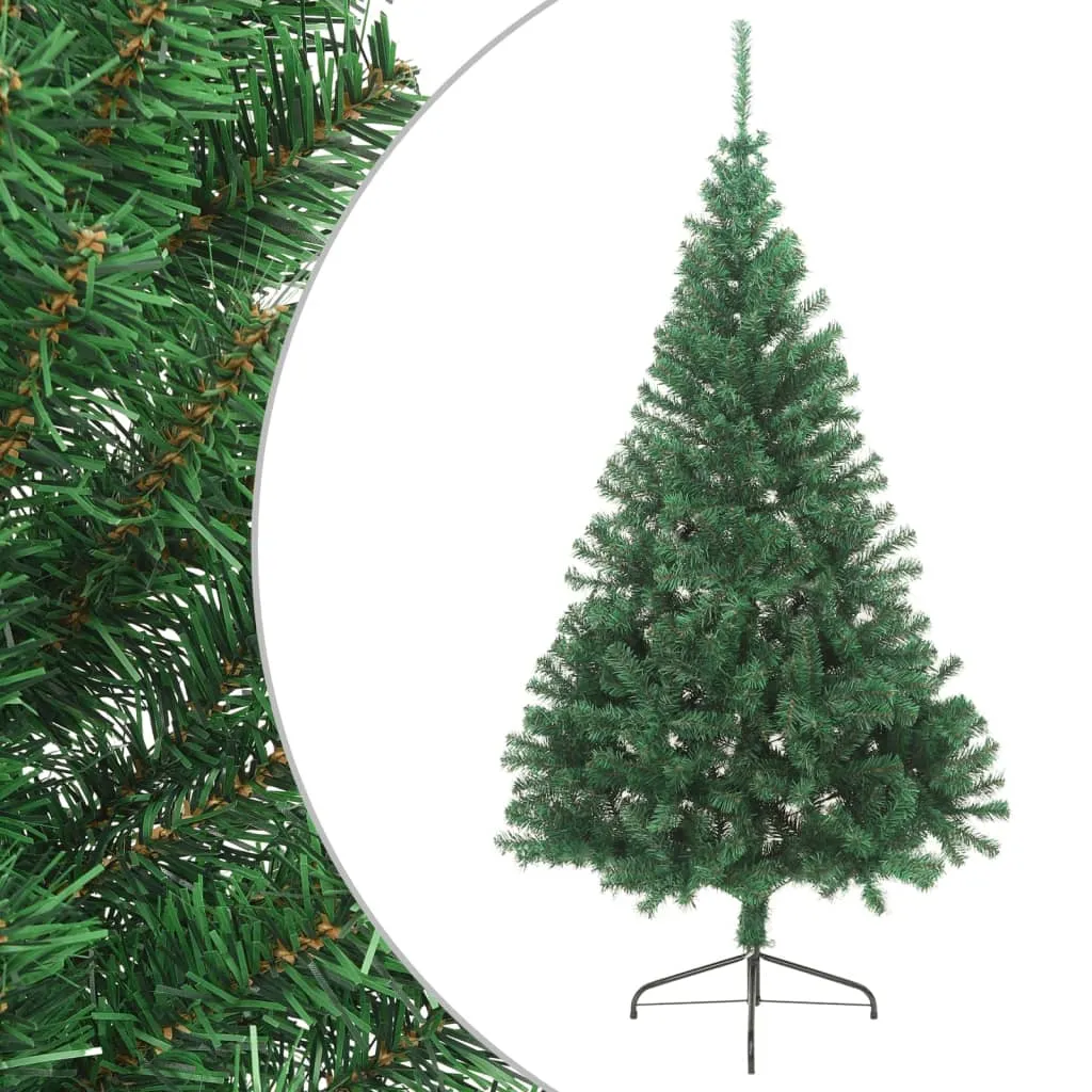 vidaXL Albero di Natale Artificiale Metà Supporto Verde 210 cm PVC