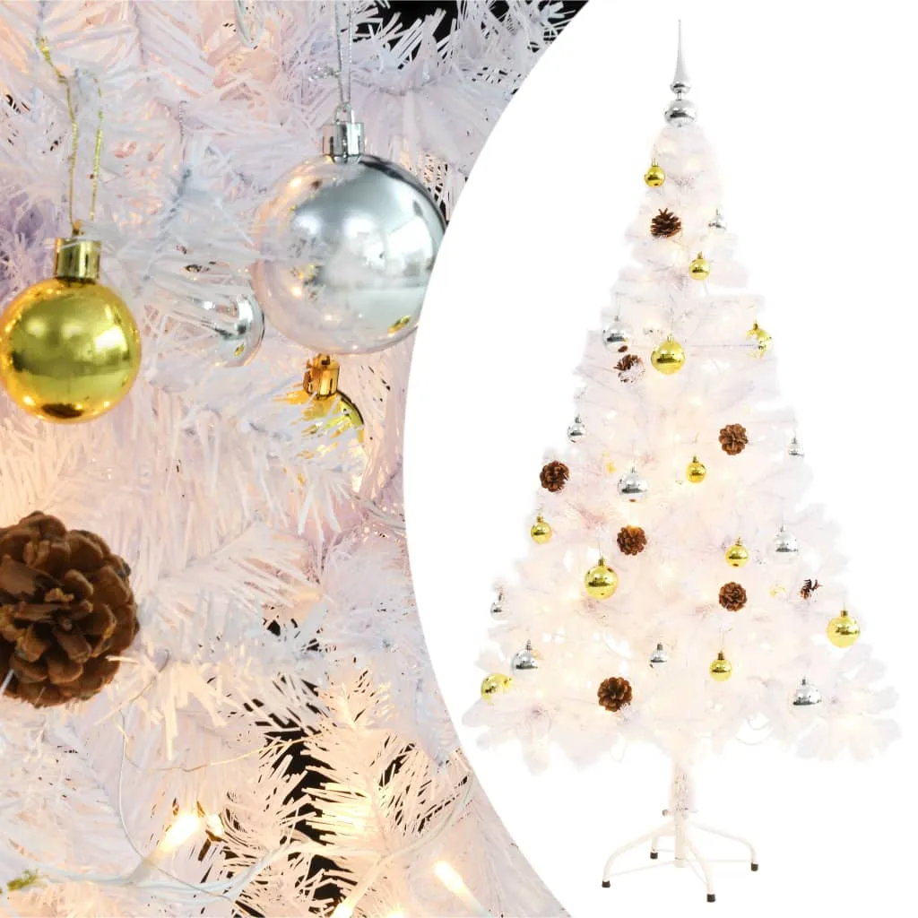 vidaXL Albero di Natale Artificiale con Palline e LED 150 cm Bianco