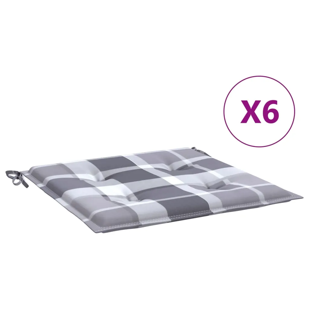 vidaXL Cuscini per Sedia 6 pz a Quadri Grigi 40x40x3cm Tessuto Oxford