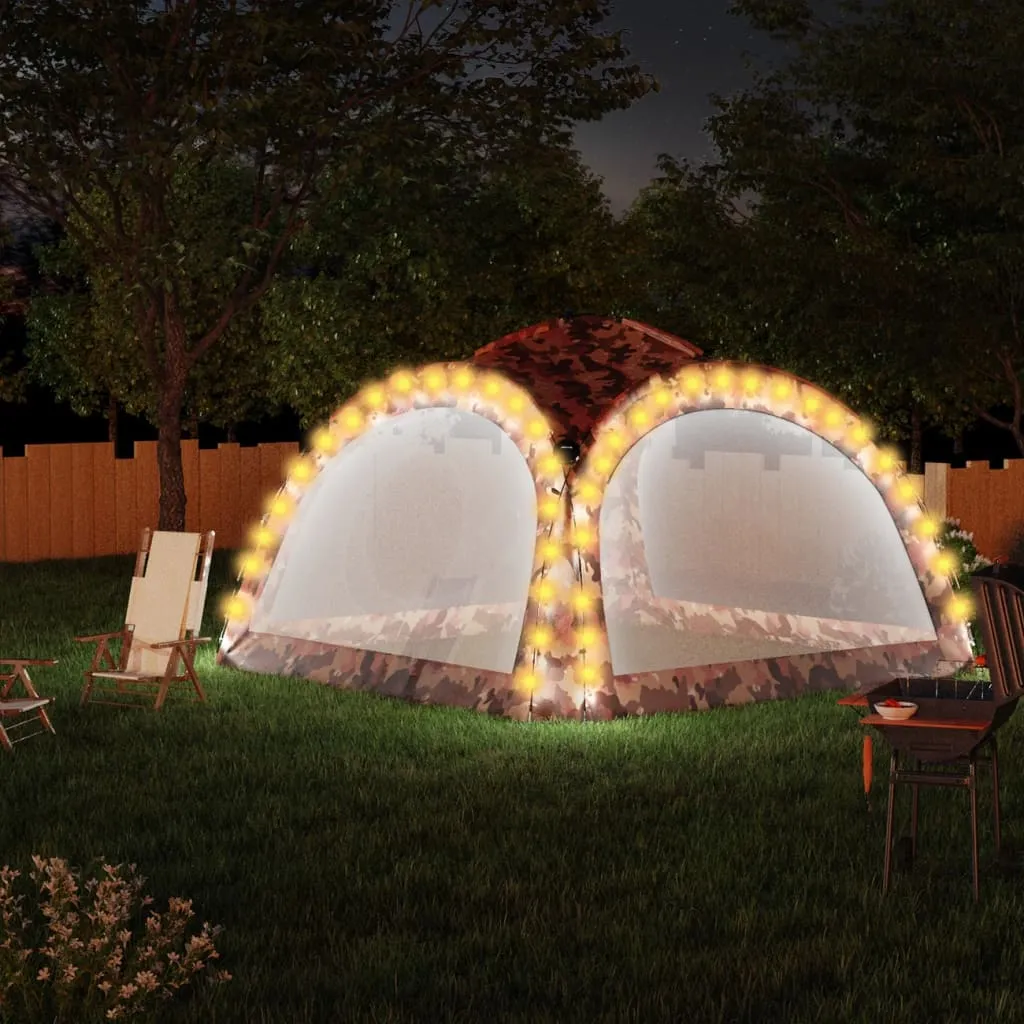 vidaXL Tenda per Feste con LED e 4 Pareti 3,6x3,6x2,3 m Mimetica