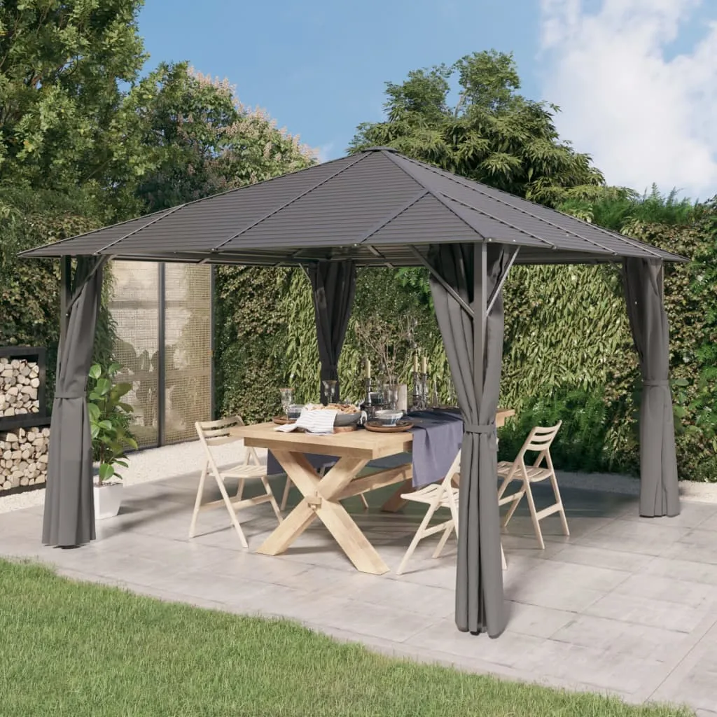 vidaXL Gazebo con Tende Laterali e Tetto 3x3 m Antracite