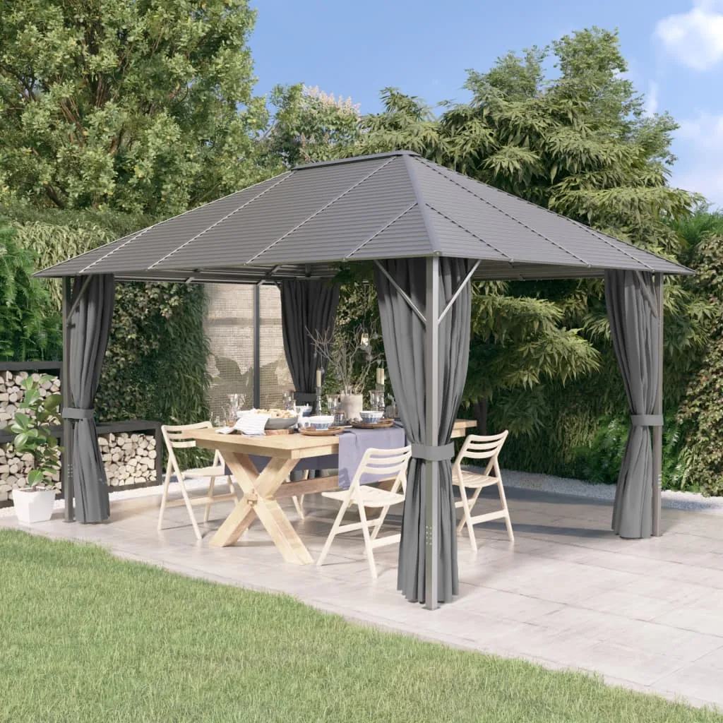 vidaXL Gazebo con Tende Laterali e Tetto 4x3 m Antracite