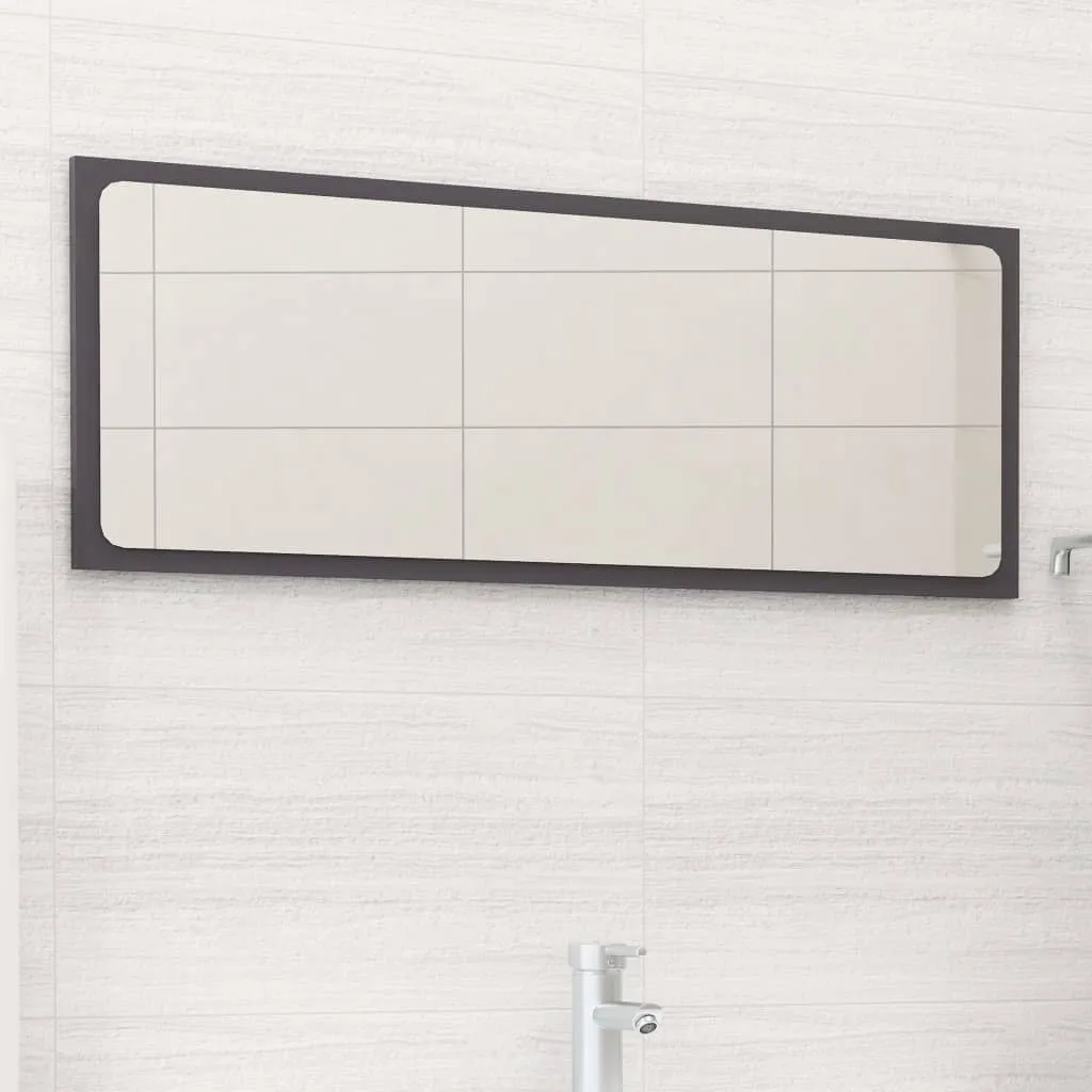 vidaXL Specchio da Bagno Grigio Lucido 90x1,5x37 cm in Truciolato