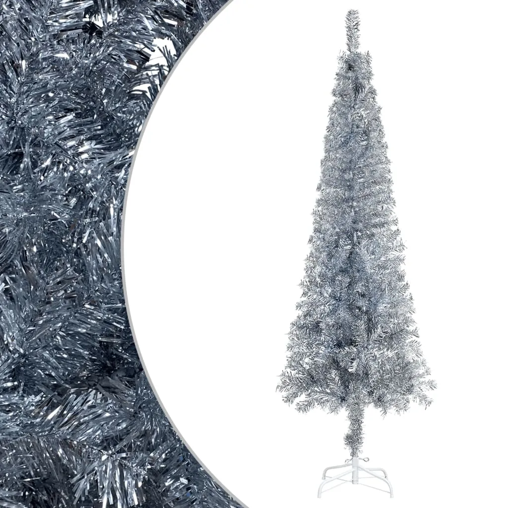 vidaXL Albero di Natale Sottile Argento 180 cm