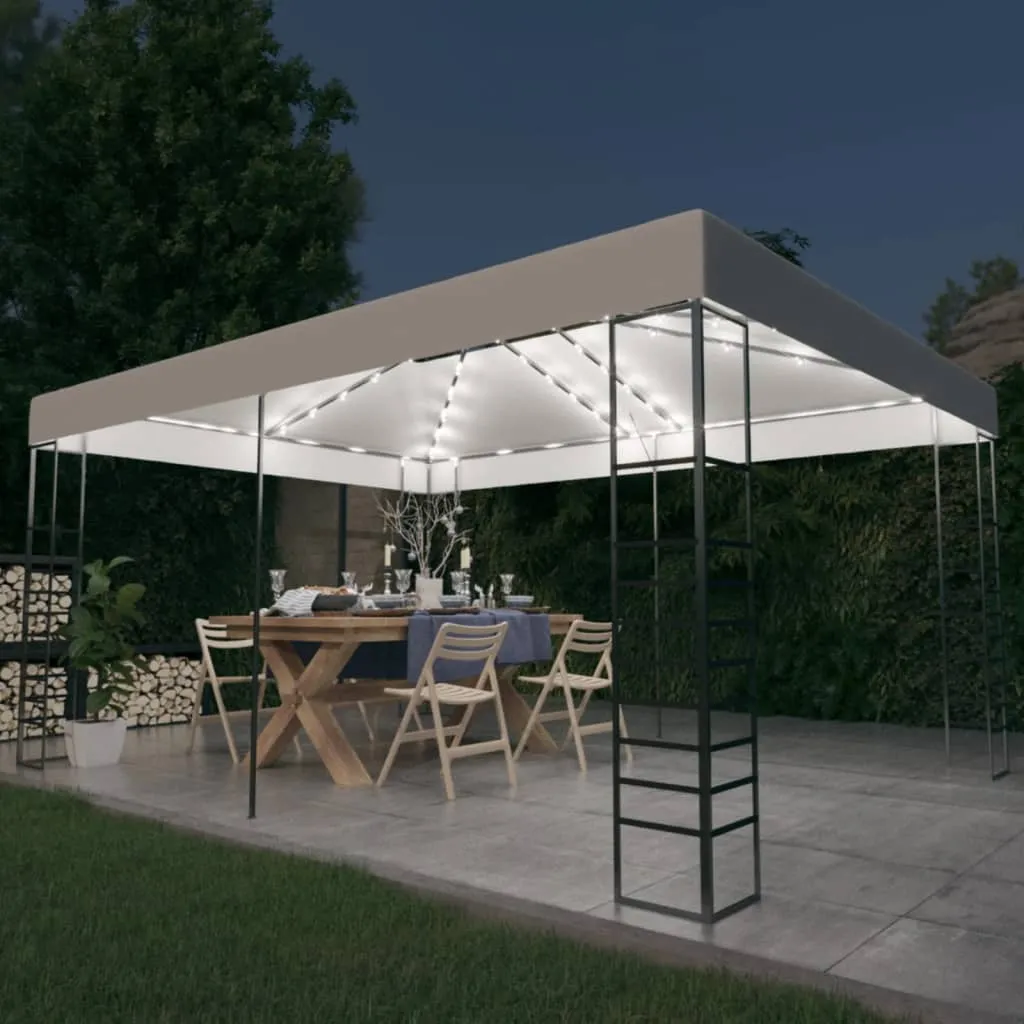 vidaXL Gazebo con Stringa di Luci LED 4x3x2,7 m Bianco