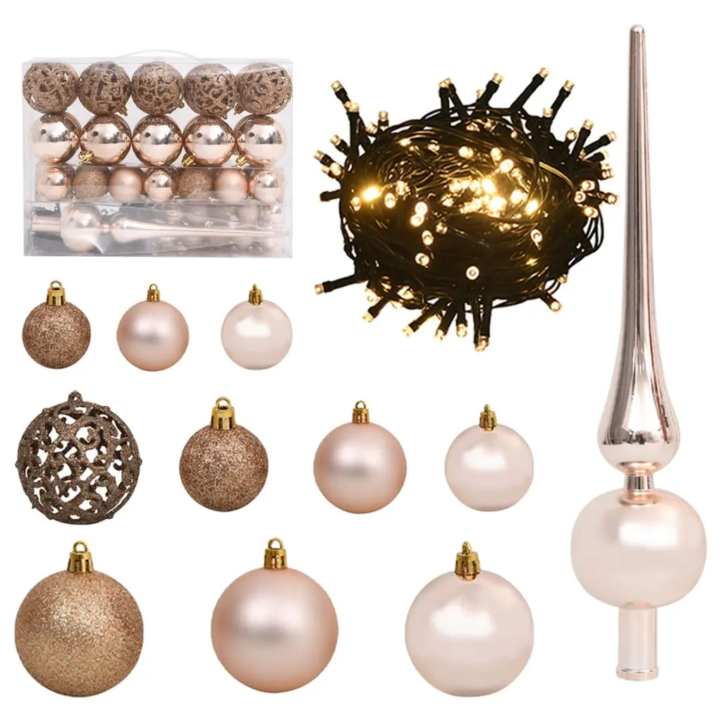 vidaXL Set Natale con 61 Palline Punta e 150 Luci LED Oro Rosa