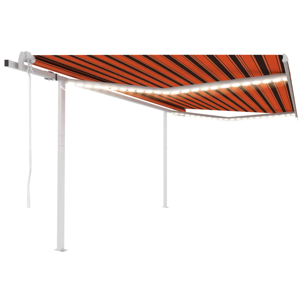 vidaXL Tenda Automatica con Sensore Vento e LED 4x3 m Arancio Marrone