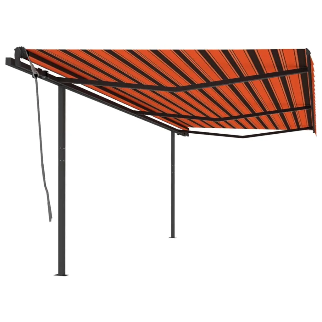 vidaXL Tenda Retrattile Automatica con Pali 6x3,5 m Arancio e Marrone