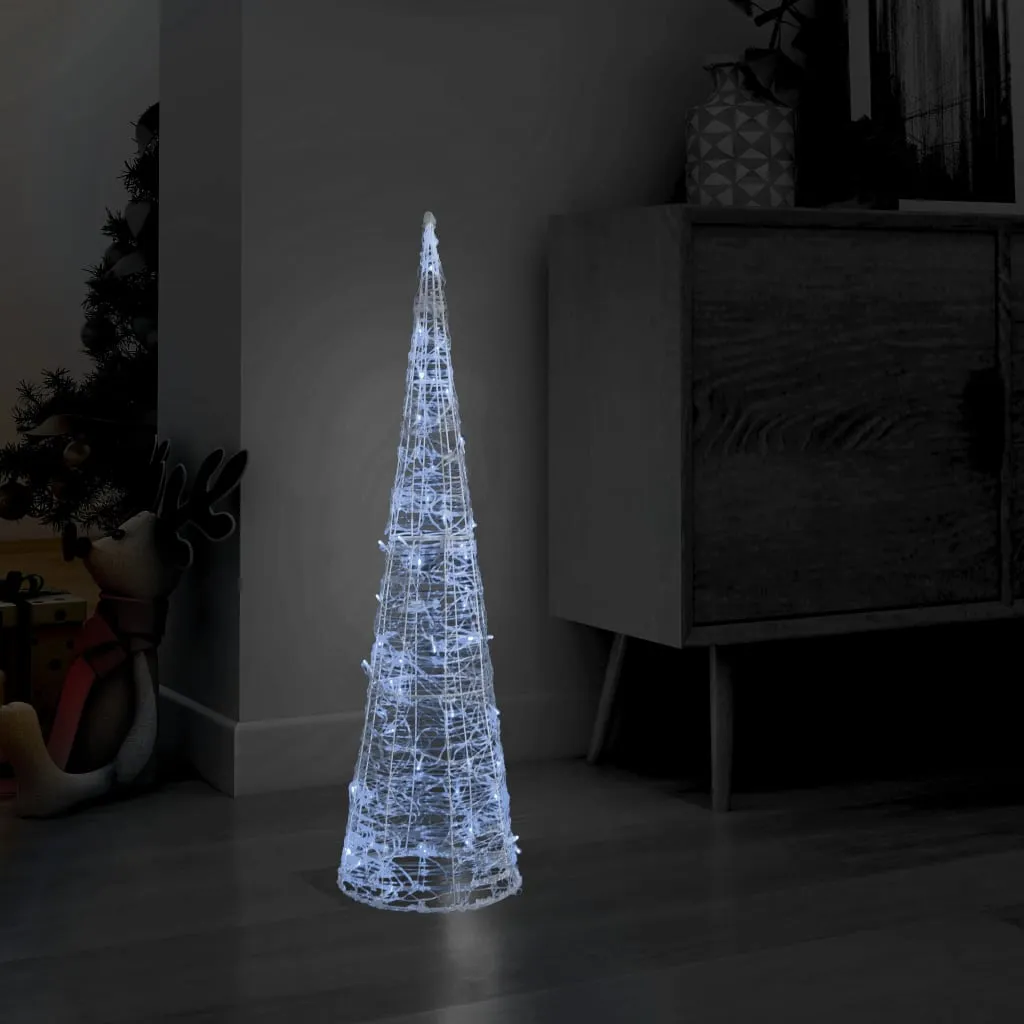 vidaXL Piramide Decorativa Cono Luce LED Acrilico Bianco Freddo 90 cm