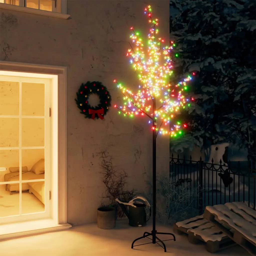 vidaXL Albero di Natale 220 LED Luce Colorati Ciliegio in Fiore 220 cm