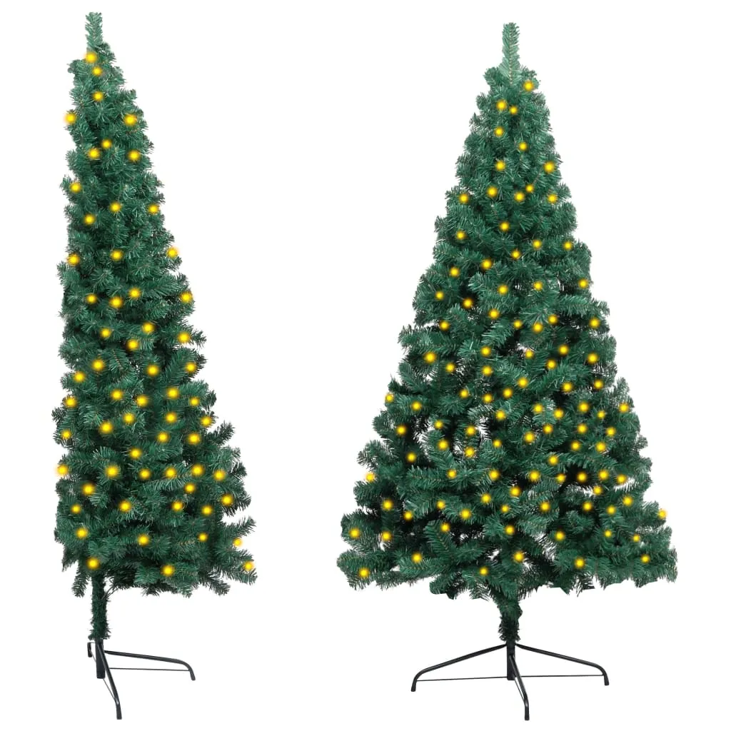 vidaXL Albero Natale Artificiale a Metà con LED e Base Verde 180cm PVC