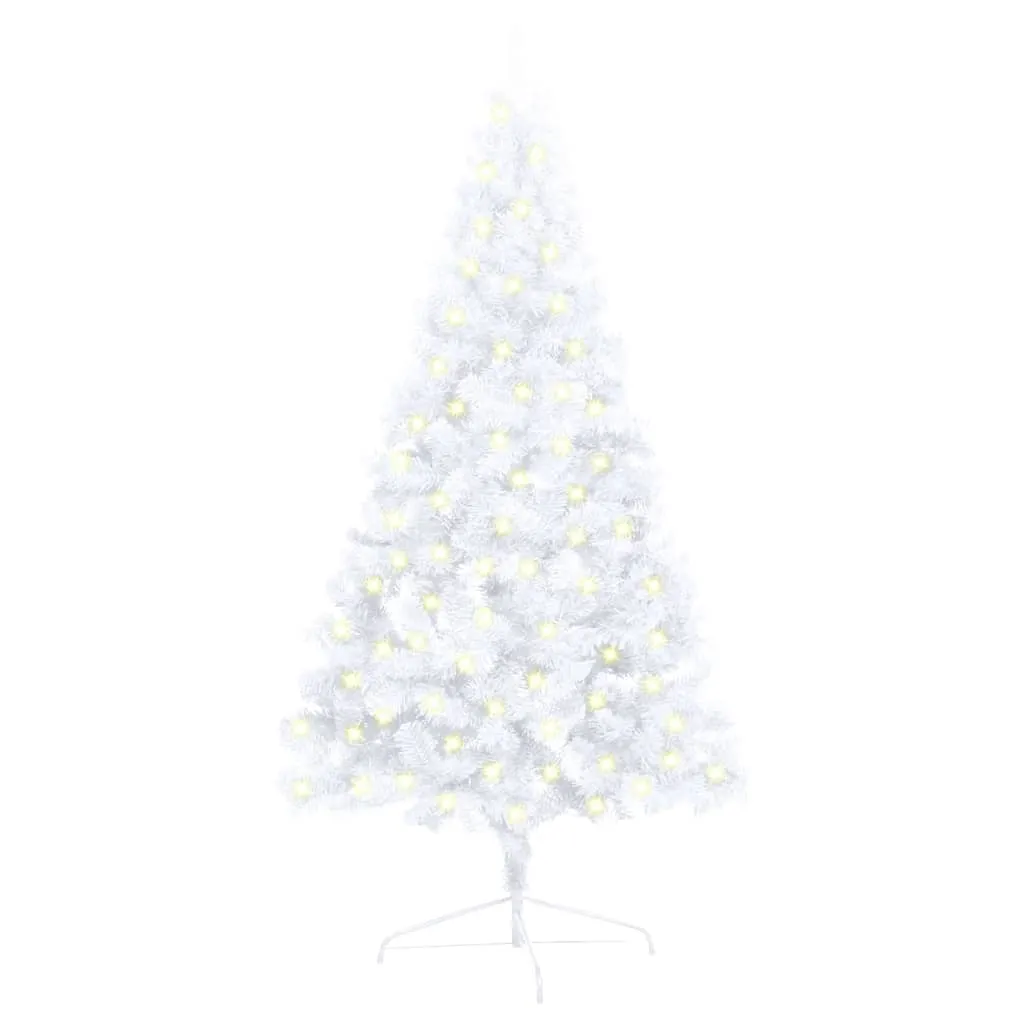 vidaXL Set Albero Natale Artificiale a Metà LED e Palline Bianco 120cm