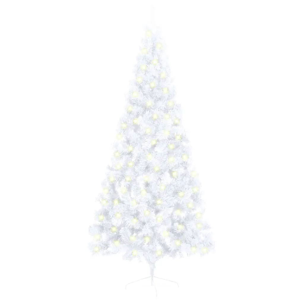 vidaXL Set Albero Natale Artificiale a Metà LED e Palline Bianco 180cm
