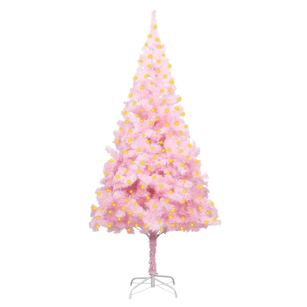 vidaXL Albero Natale Artificiale LED e Supporto Rosa 210 cm PVC