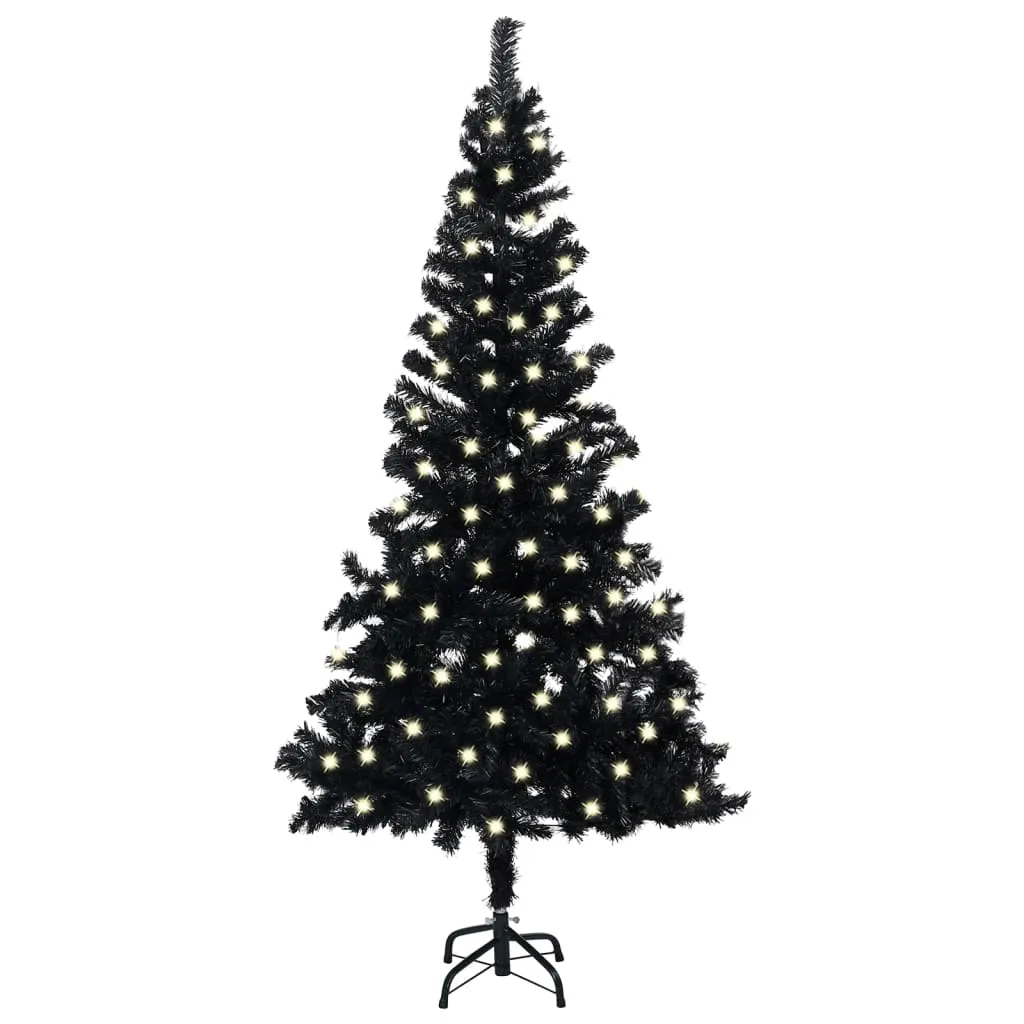 vidaXL Albero Natale Artificiale con LED e Supporto Nero 120 cm PVC