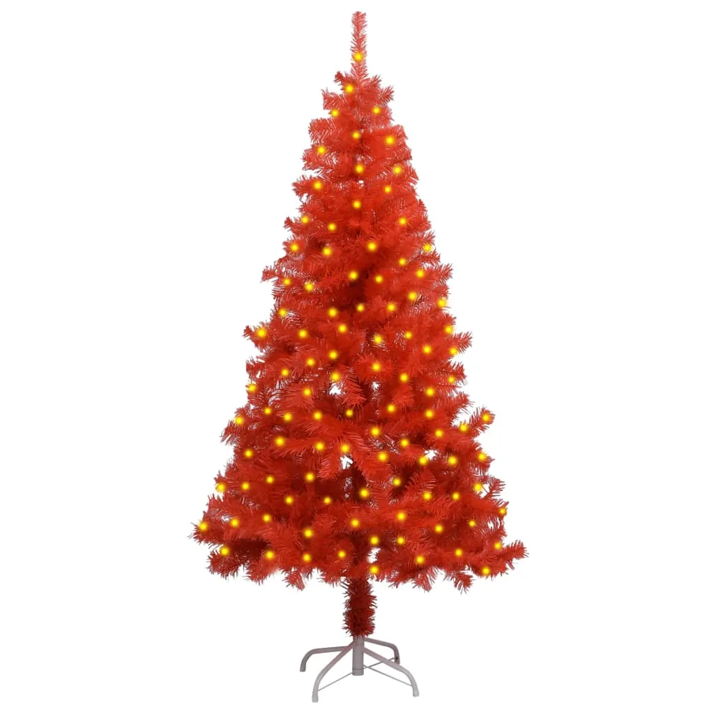 vidaXL Albero Natale Artificiale con LED e Supporto Rosso 150cm in PVC