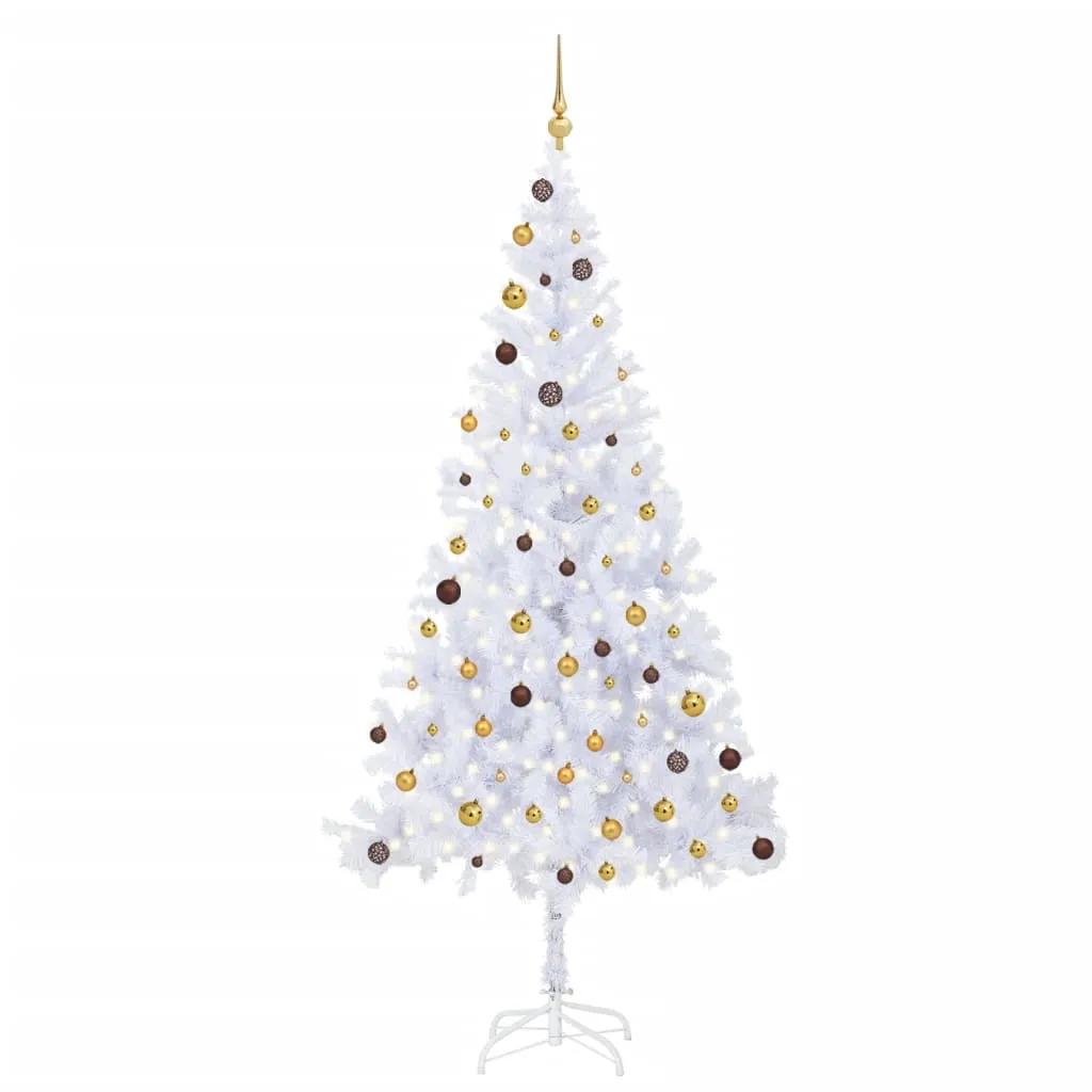 vidaXL Albero Natale Artificiale con Set LED e Palline 210 cm 910 Rami