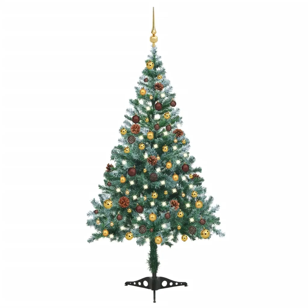 vidaXL Set Albero Natale Glassato con Set LED Palline e Pigne 150cm