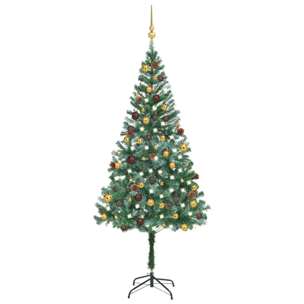 vidaXL Set Albero Natale Artificiale con Set LED Palline e Pigne 180cm