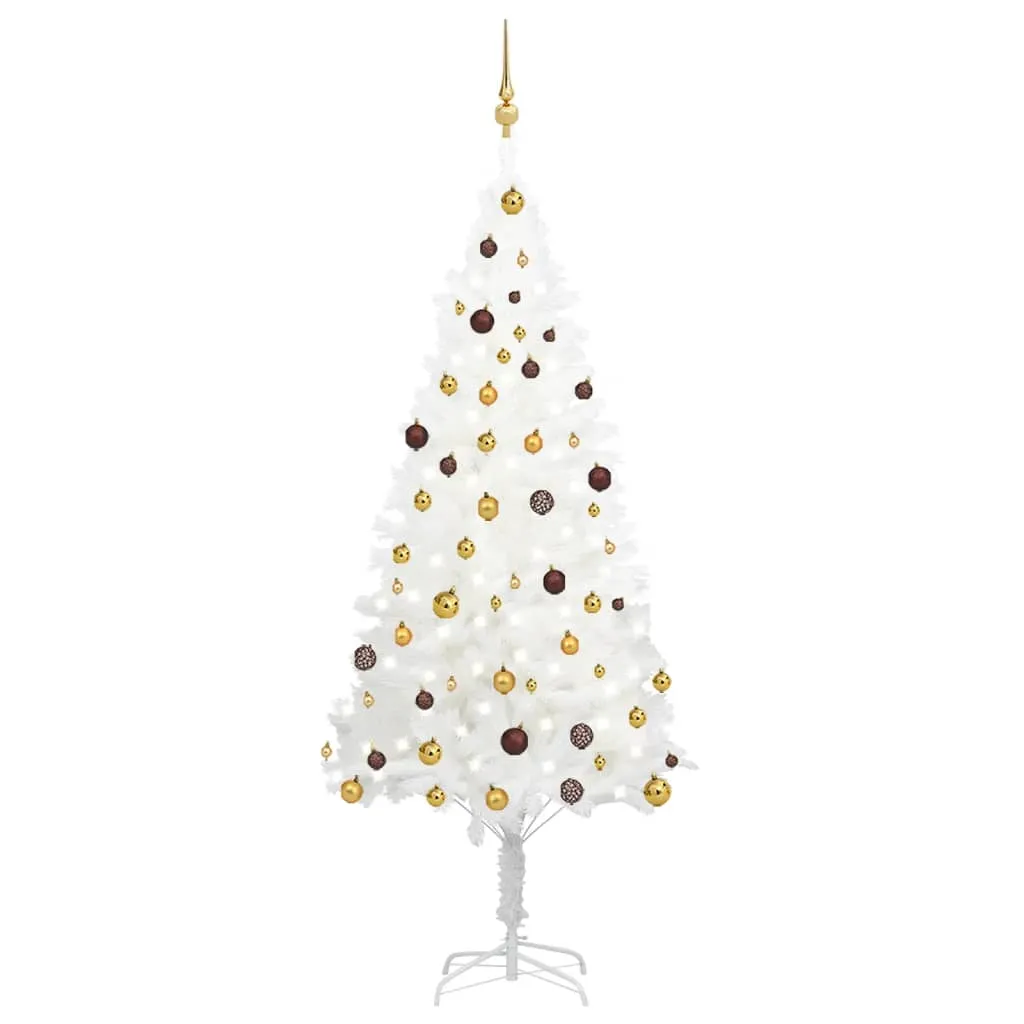 vidaXL Albero di Natale Preilluminato con Palline Bianco 210 cm