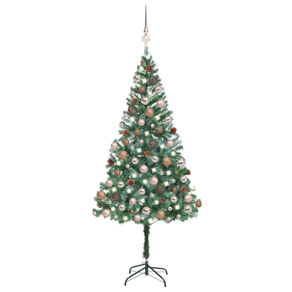 vidaXL Albero di Natale Artificiale con Set Palline LED e Pigne 180cm