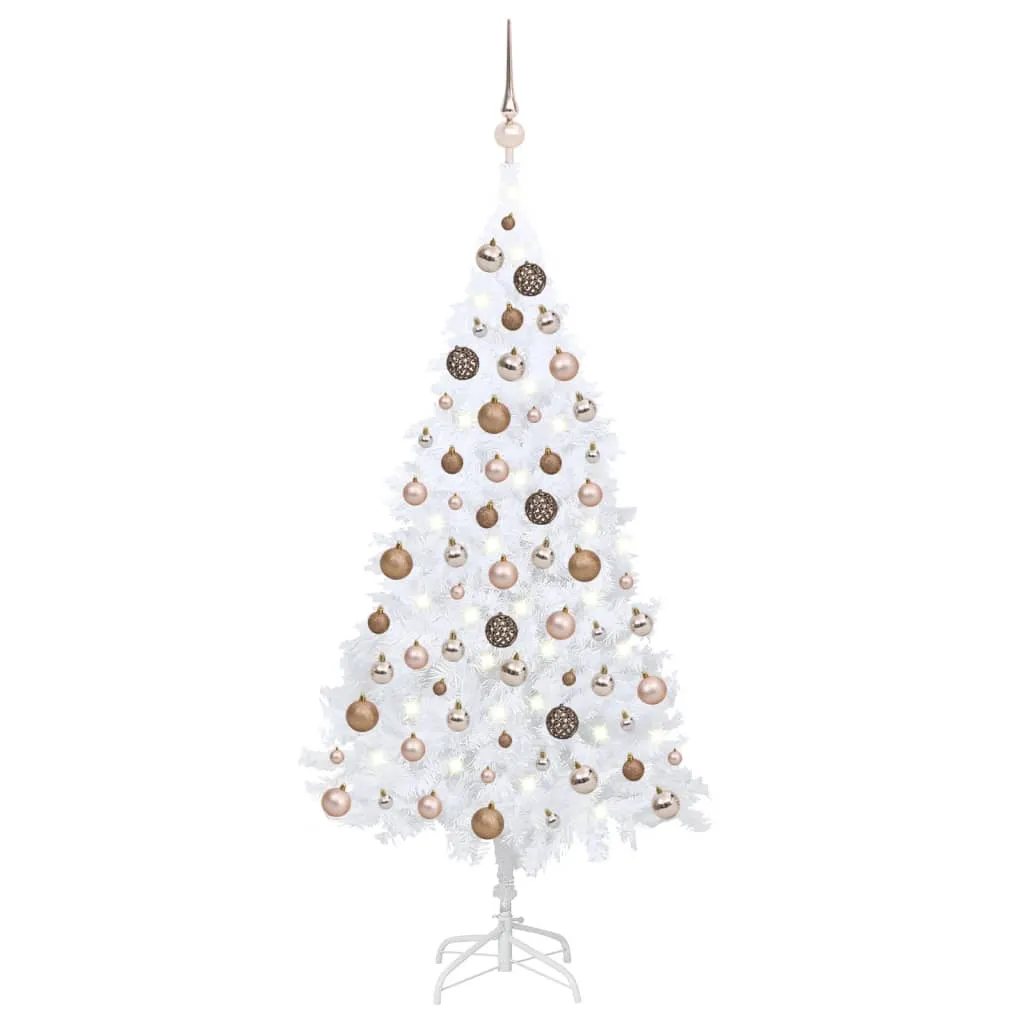 vidaXL Set Albero Natale Artificiale con LED Palline Bianco 120cm PVC