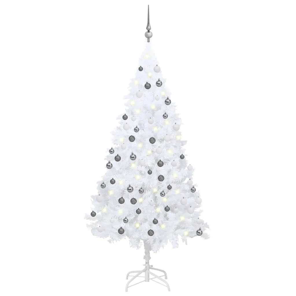 vidaXL Albero Natale Artificiale con LED e Palline Bianco 150 cm PVC