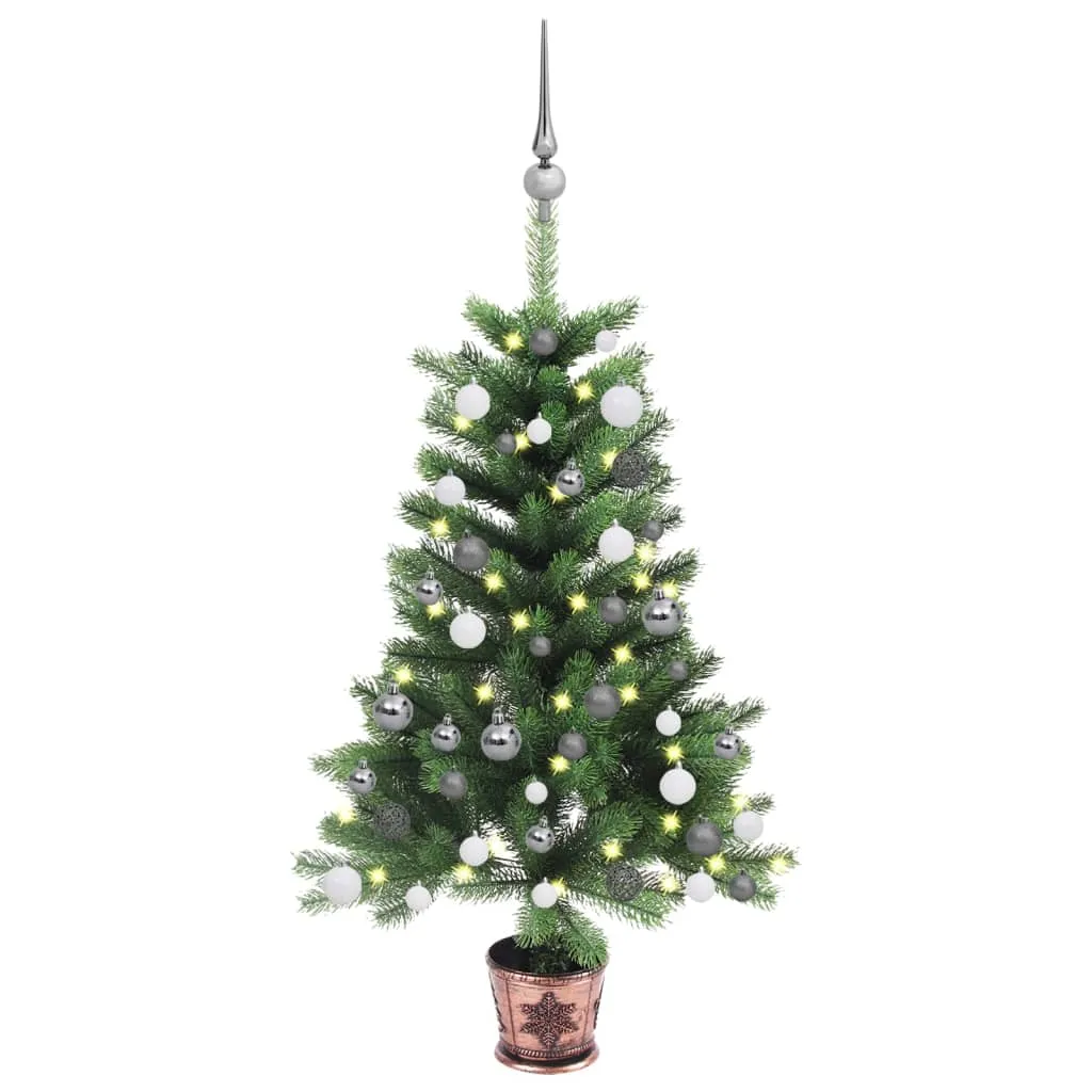 vidaXL Albero di Natale Artificiale con LED e Set Palline 90 cm Verde