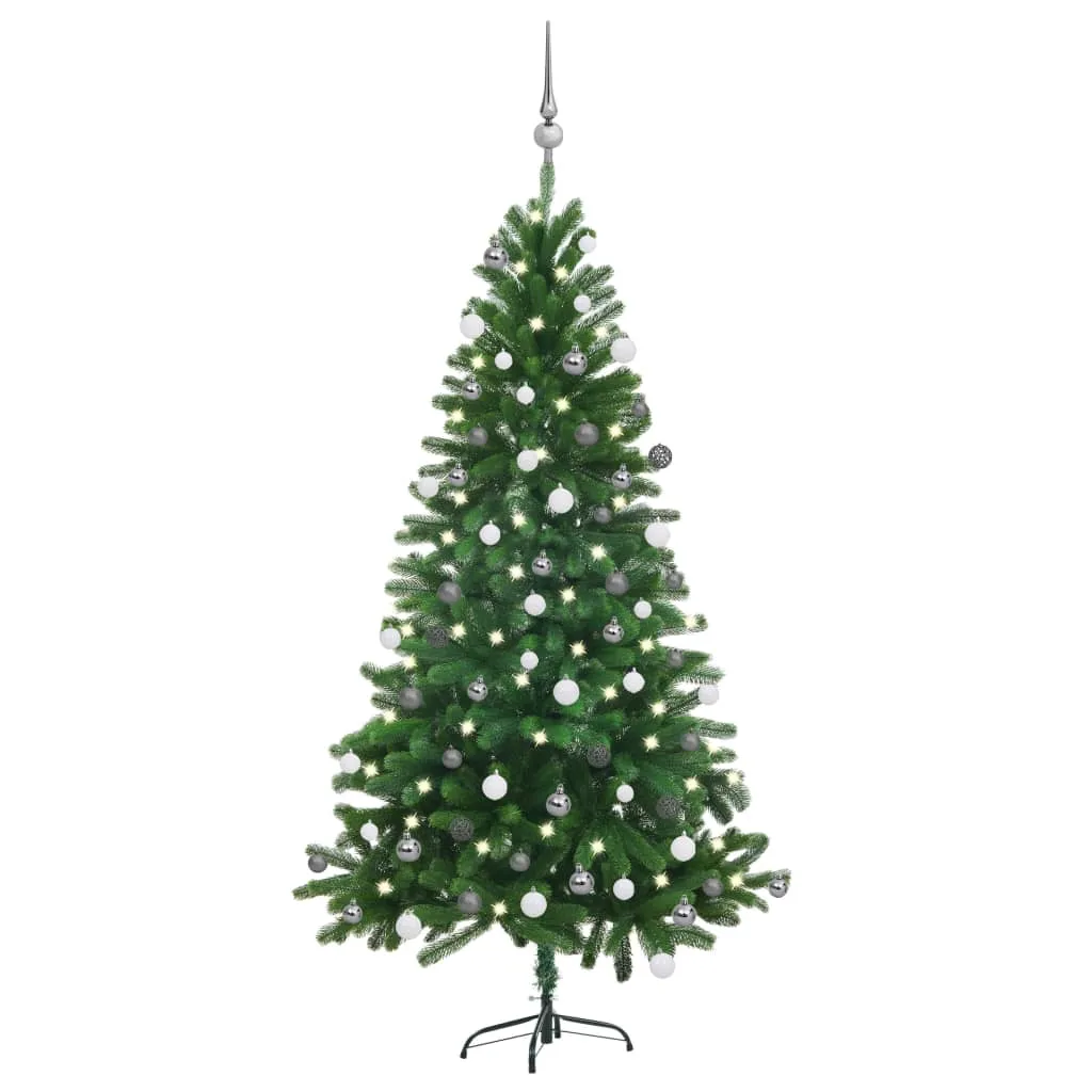 vidaXL Albero di Natale Artificiale con LED e Set Palline 150 cm Verde