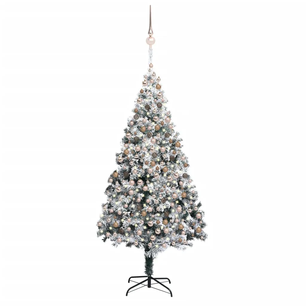 vidaXL Albero di Natale Artificiale con Luci LED e Neve Verde 400 cm