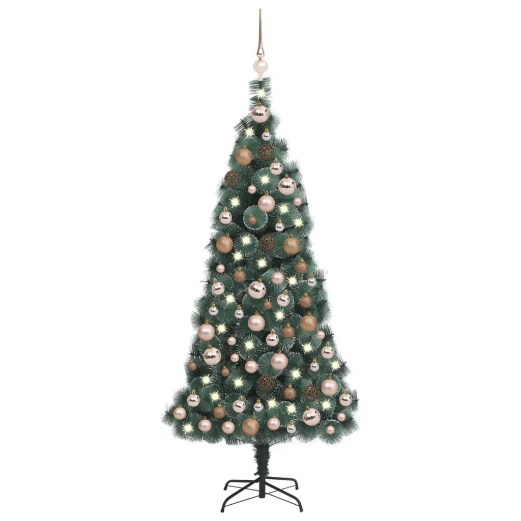 vidaXL Albero Natale Artificiale con LED Palline Verde 120 cm PVC e PE