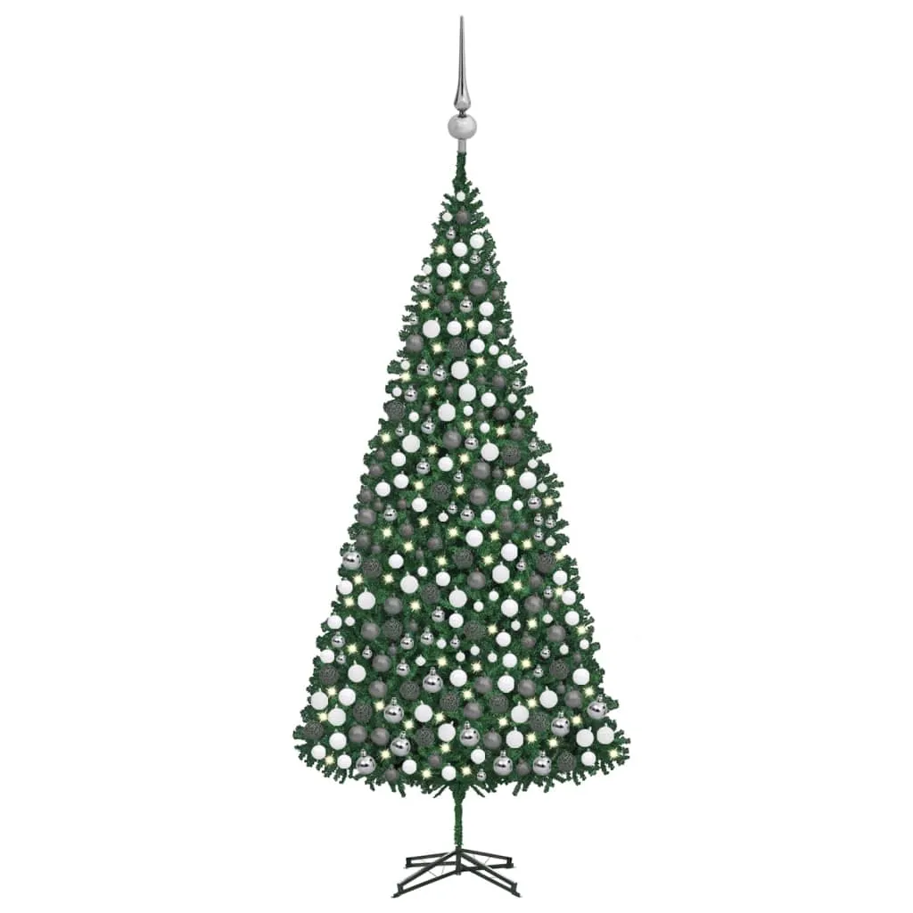 vidaXL Set Albero di Natale Artificiale con LED e Palline 500 cm Verde