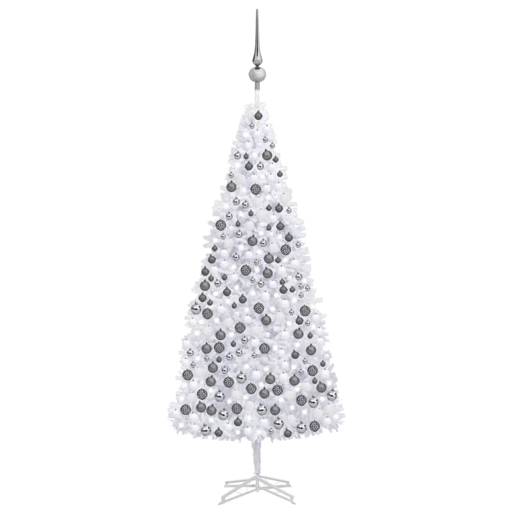vidaXL Set Albero di Natale Artificiale con LED e Palline 500cm Bianco