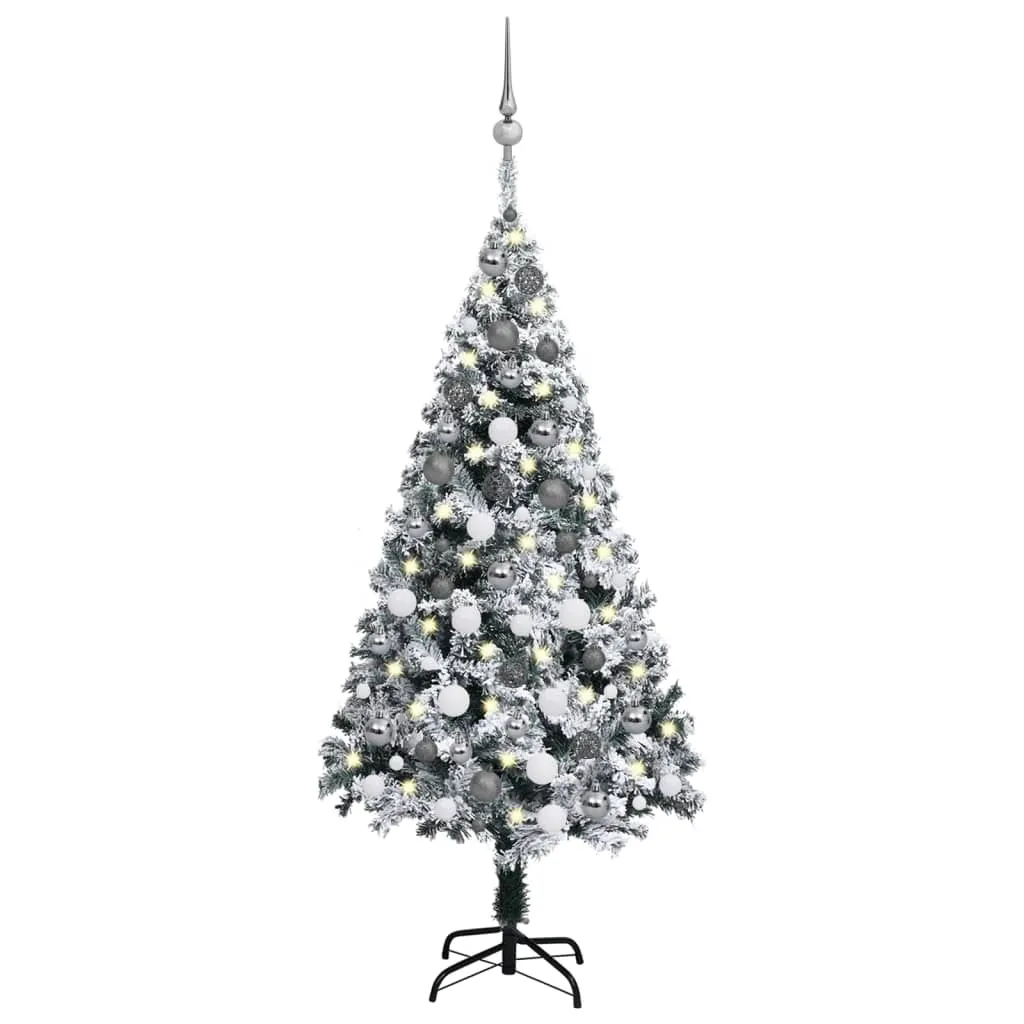 vidaXL Set Albero Natale Artificiale con LED e Palline Verde 120 cm