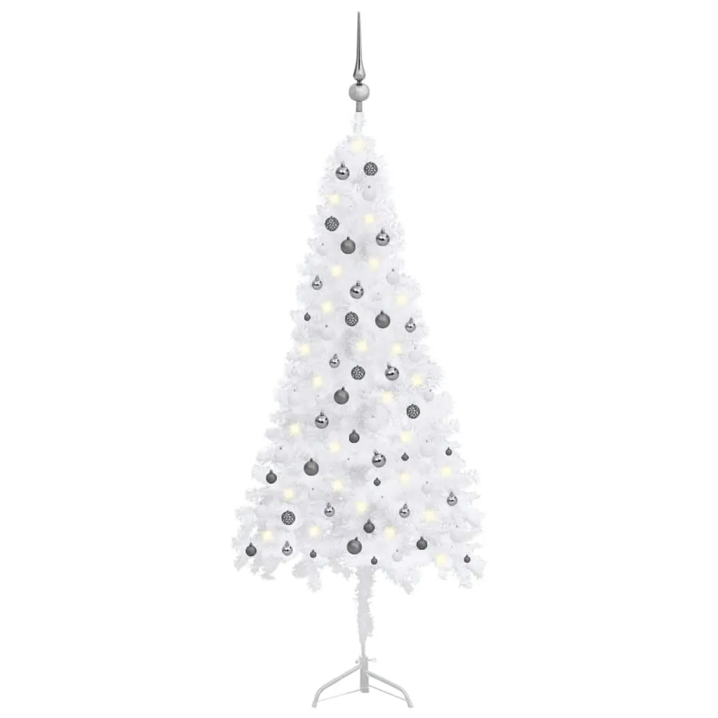 vidaXL Albero Natale Angolare Artificiale LED Palline Bianco 240cm PVC