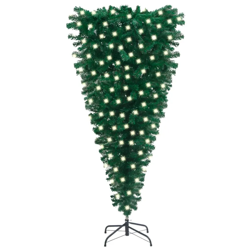 vidaXL Albero di Natale Artificiale Capovolto con LED Verde 180 cm