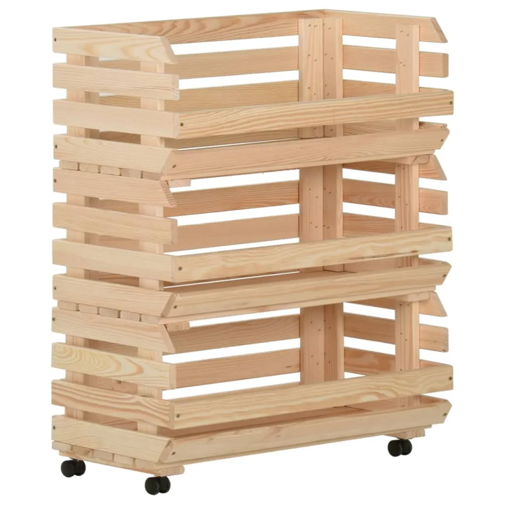 vidaXL Carrello Portaverdure 77x30x80 cm in Legno Massello di Pino