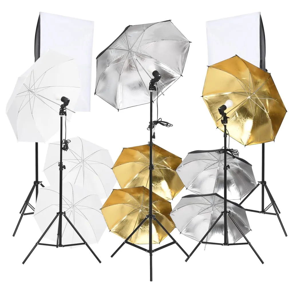 vidaXL Kit per Studio Fotografico 9 pz con Set di Luci e Softbox